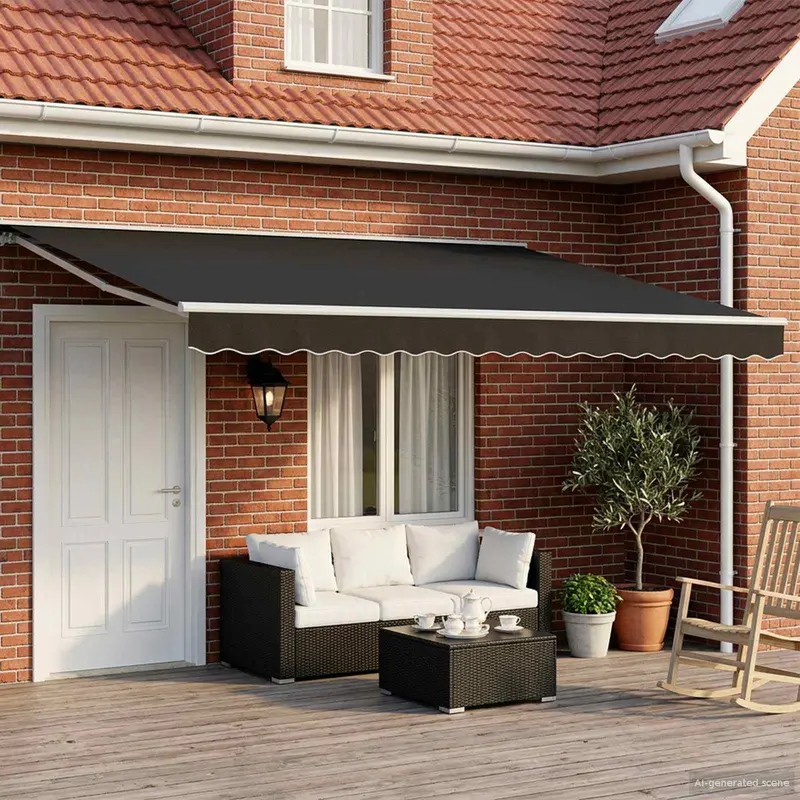 Toldo Retráctil Eléctrico Negro y Blanco 4 x 3,5 m
