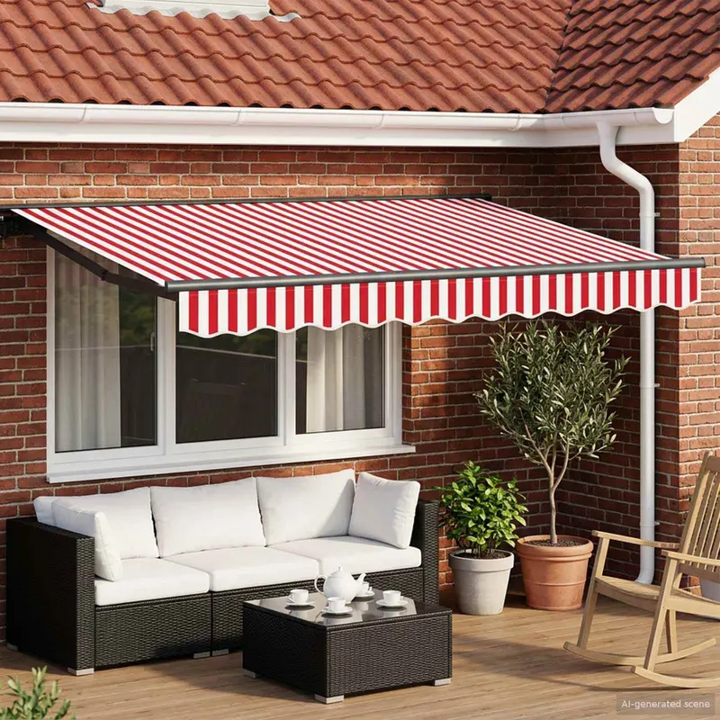 Toldo Retráctil Eléctrico Rojo, Blanco, Antracita 3,5 x 2,5 m
