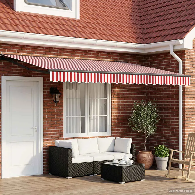 Toldo Retráctil Eléctrico Rojo, Blanco, Antracita 5 x 3,5 m
