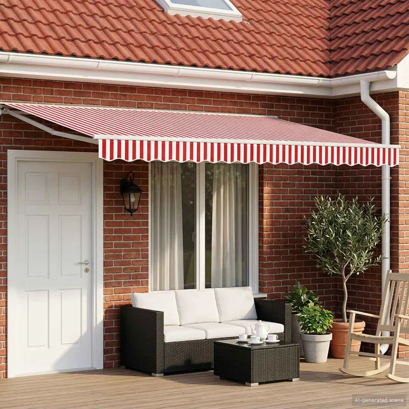 Toldo Retráctil Eléctrico Rojo y 4 x 3,5 m