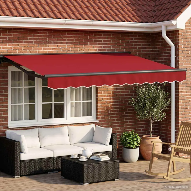 Toldo Retráctil Eléctrico Rojo y Antracita 3,5 x 2 m