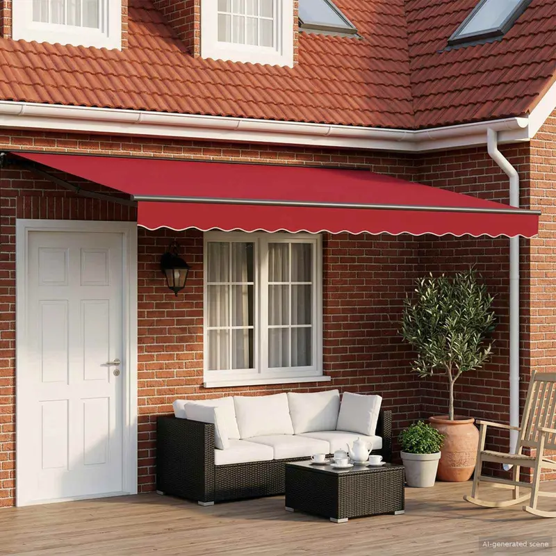 Toldo Retráctil Eléctrico Rojo y Antracita 4 x 3 m