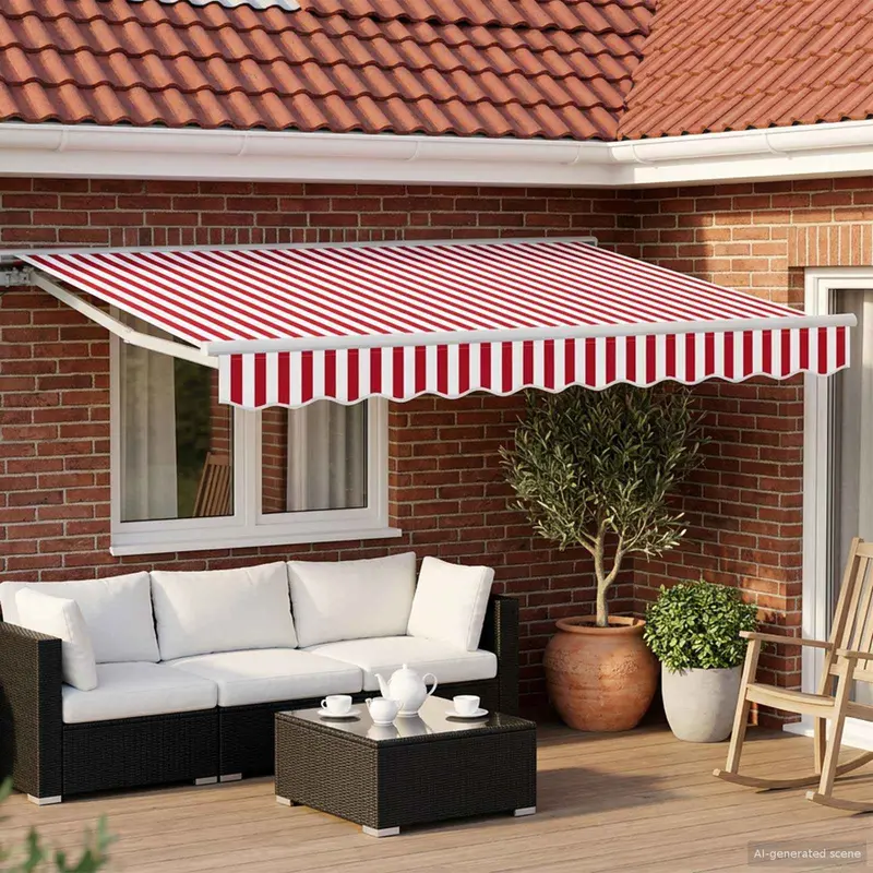 Toldo Retráctil Eléctrico Rojo y blanco 3 x 2,5 m