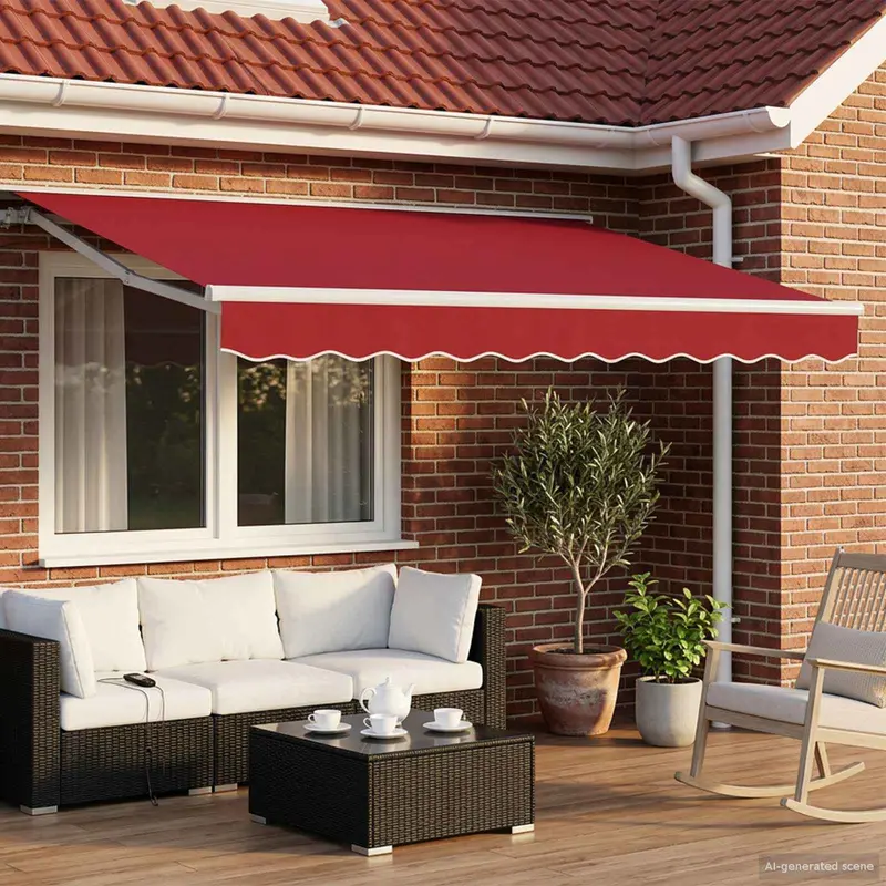 Toldo Retráctil Eléctrico Rojo y blanco 3 x 2,5 m