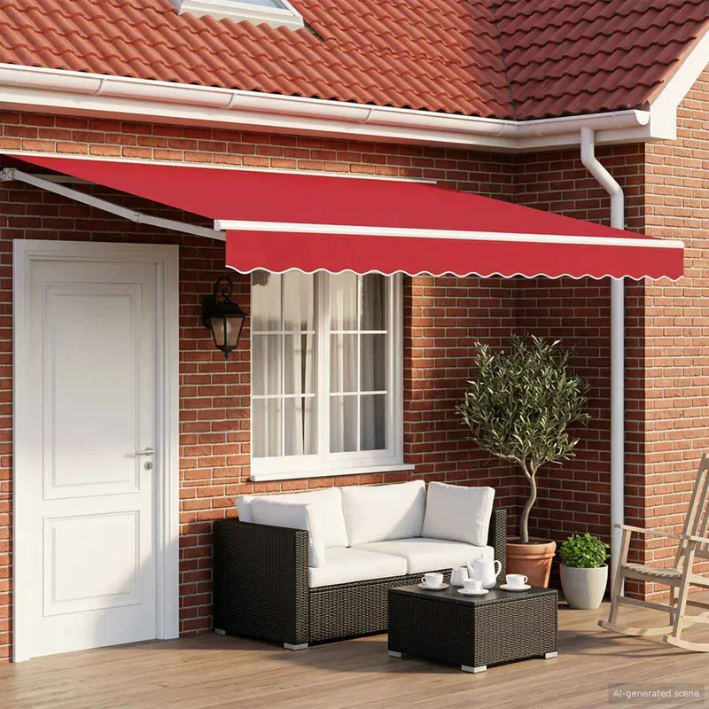 Toldo Retráctil Eléctrico Rojo y blanco 4 x 3 m
