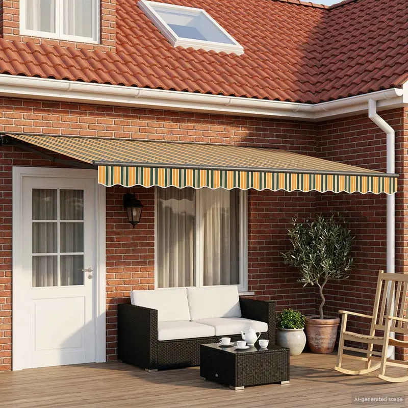 Toldo Retráctil Eléctrico Verde, Amarillo, Antracita 4,5 x 3 m