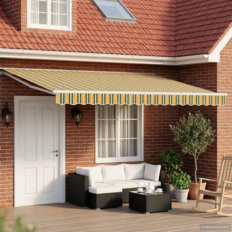 Toldo Retráctil Eléctrico Verde, Amarillo, Blanco 5 x 3 m