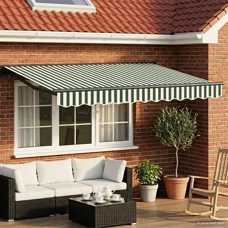 Toldo Retráctil Eléctrico Verde, Blanco, Antracita 3,5 x 2 m