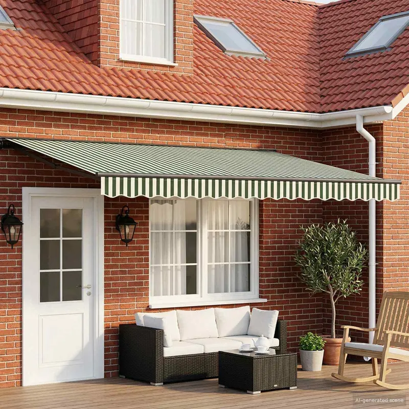 Toldo Retráctil Eléctrico Verde, Blanco, Antracita 5 x 3,5 m