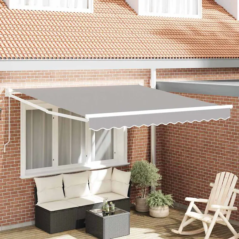Toldo Retráctil Gris Claro 350 x 250 cm Poliéster y Aluminio