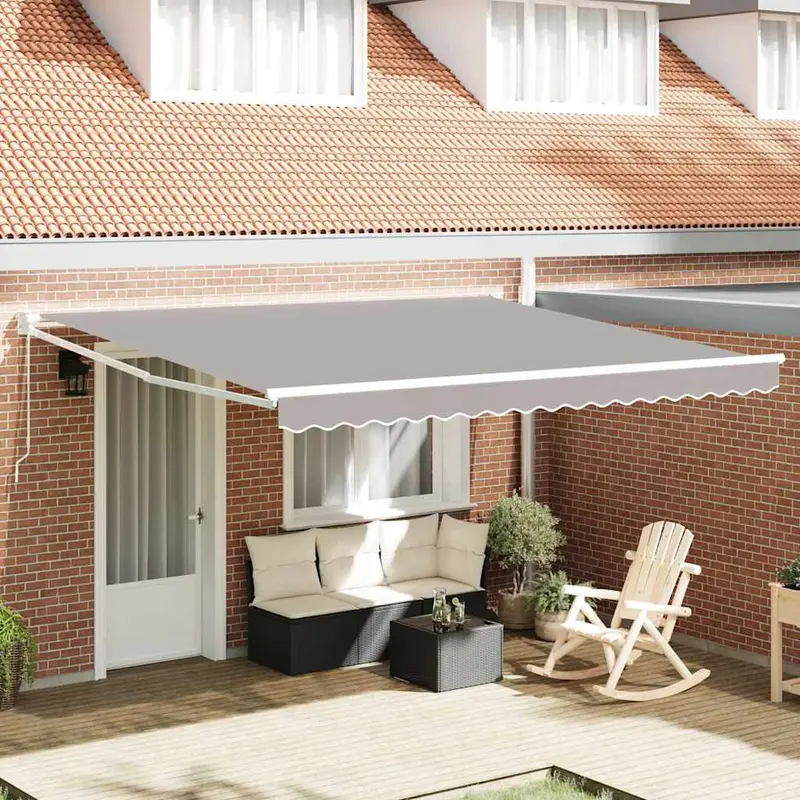 Toldo Retráctil Gris Claro 400 x 300 cm Poliéster y Aluminio