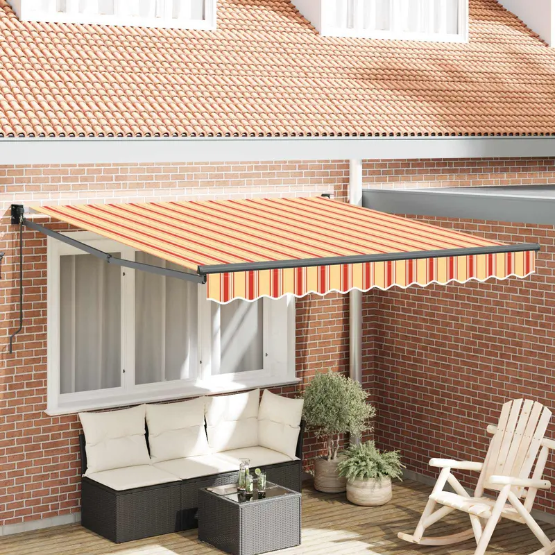 Toldo Retráctil Manual Amarillo y Naranja 300 x 250 cm