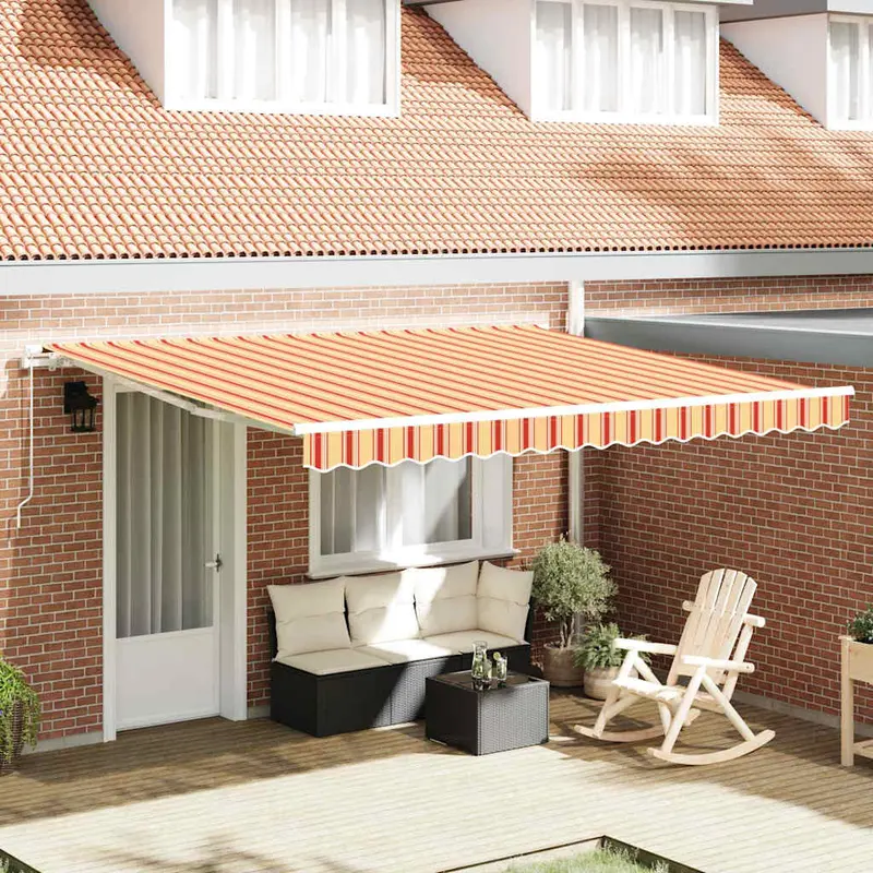 Toldo Retráctil Manual Amarillo y Naranja 400 x 300 cm