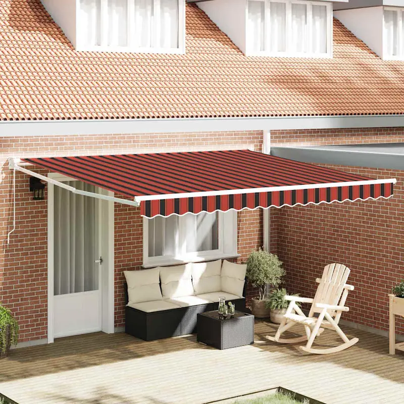 Toldo Retráctil Manual Amarillo y Naranja 400 x 350 cm
