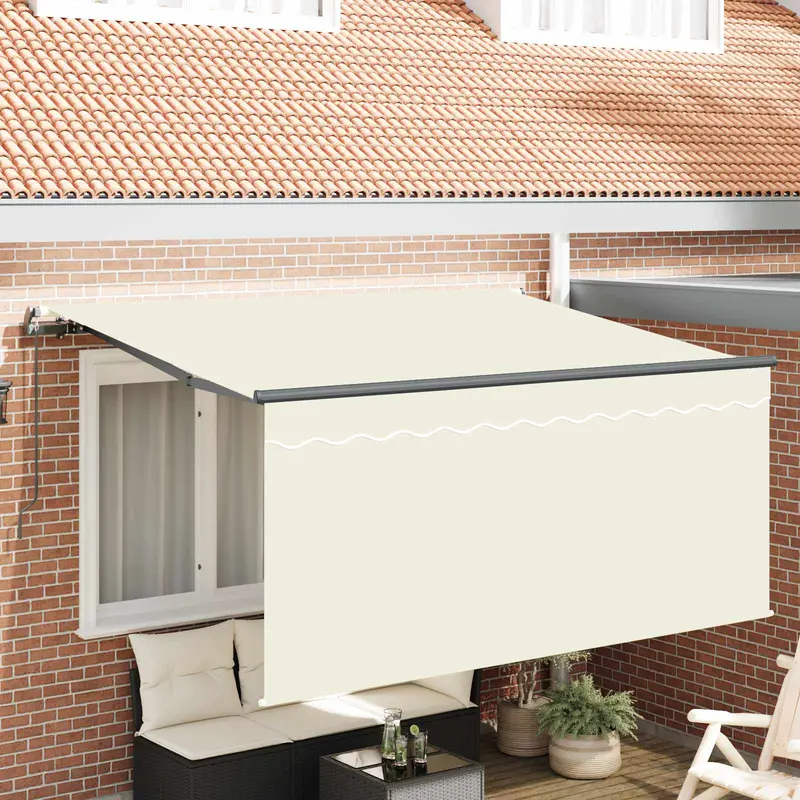 Toldo Retráctil Manual Crema 300 x 200 cm Poliéster y Aluminio