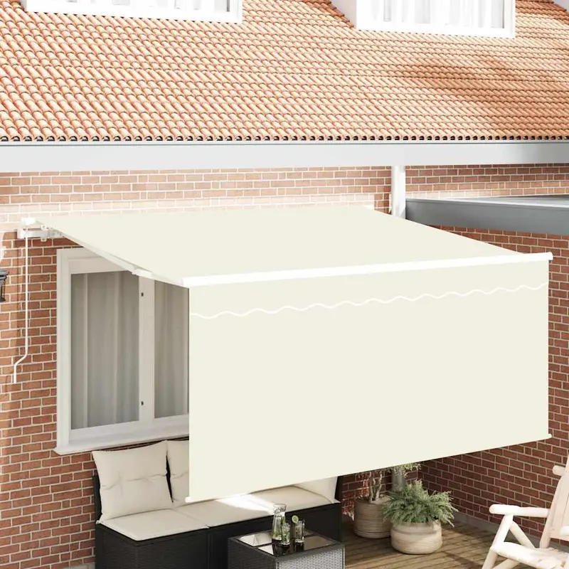Toldo Retráctil Manual Crema 300 x 200 cm Poliéster y Aluminio