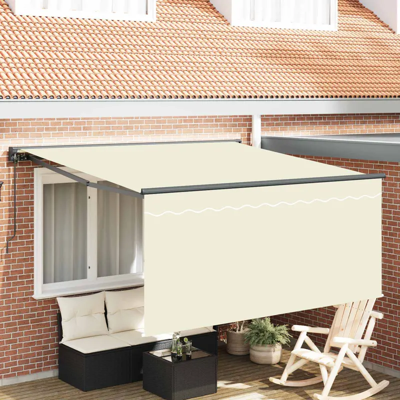 Toldo Retráctil Manual Crema 300 x 250 cm Poliéster y Aluminio