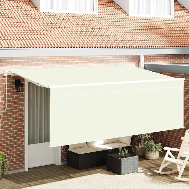 Toldo Retráctil Manual Crema 400 x 200 cm Poliéster y Aluminio
