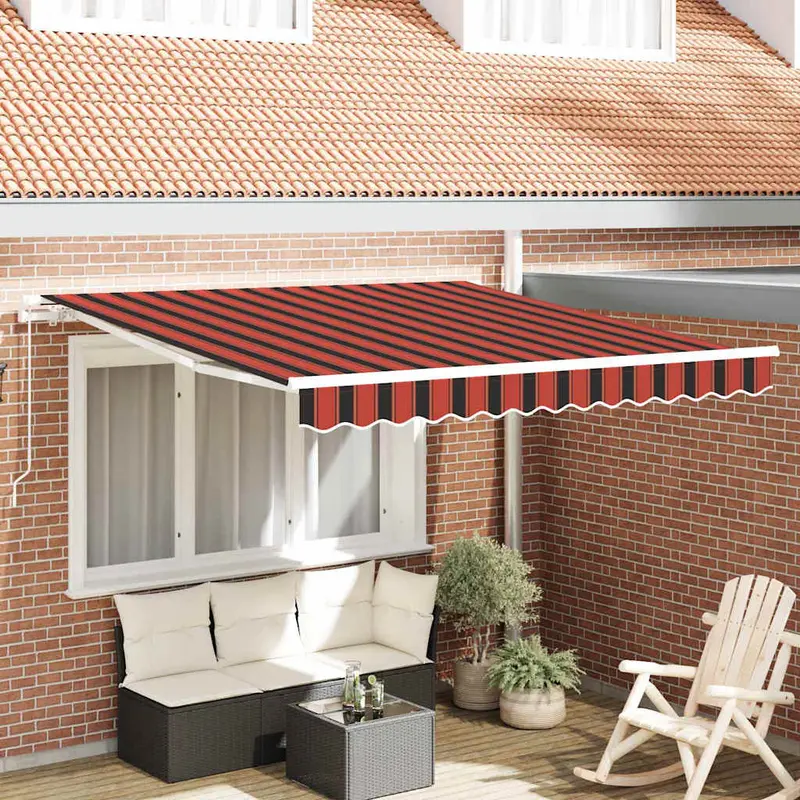 Toldo Retráctil Manual Naranja y Marrón 300 x 250 cm
