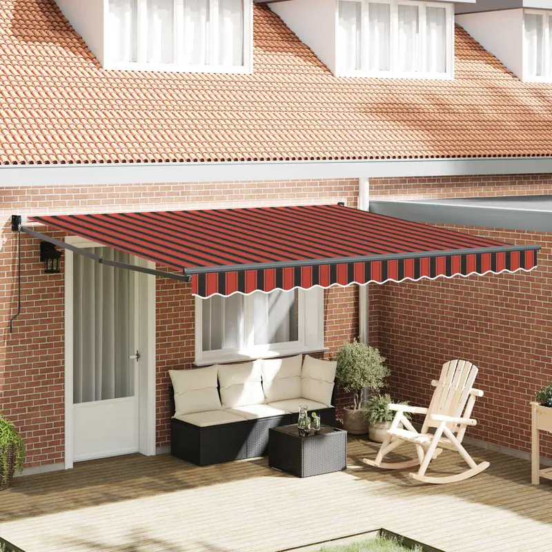 Toldo Retráctil Manual Naranja y Marrón 400 x 300 cm