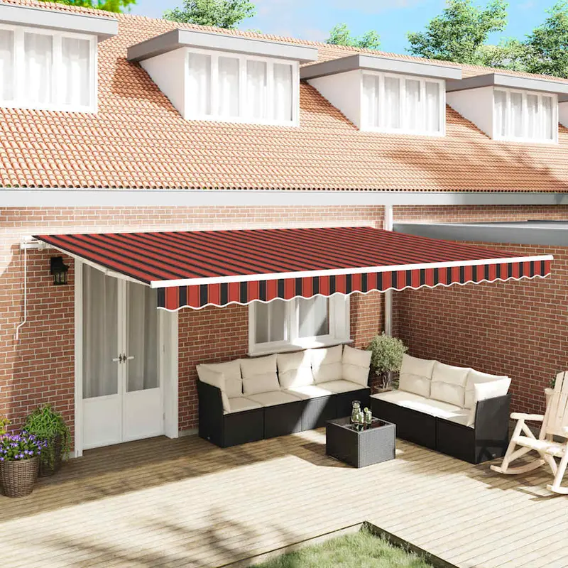 Toldo Retráctil Manual Naranja y Marrón 500 x 350 cm