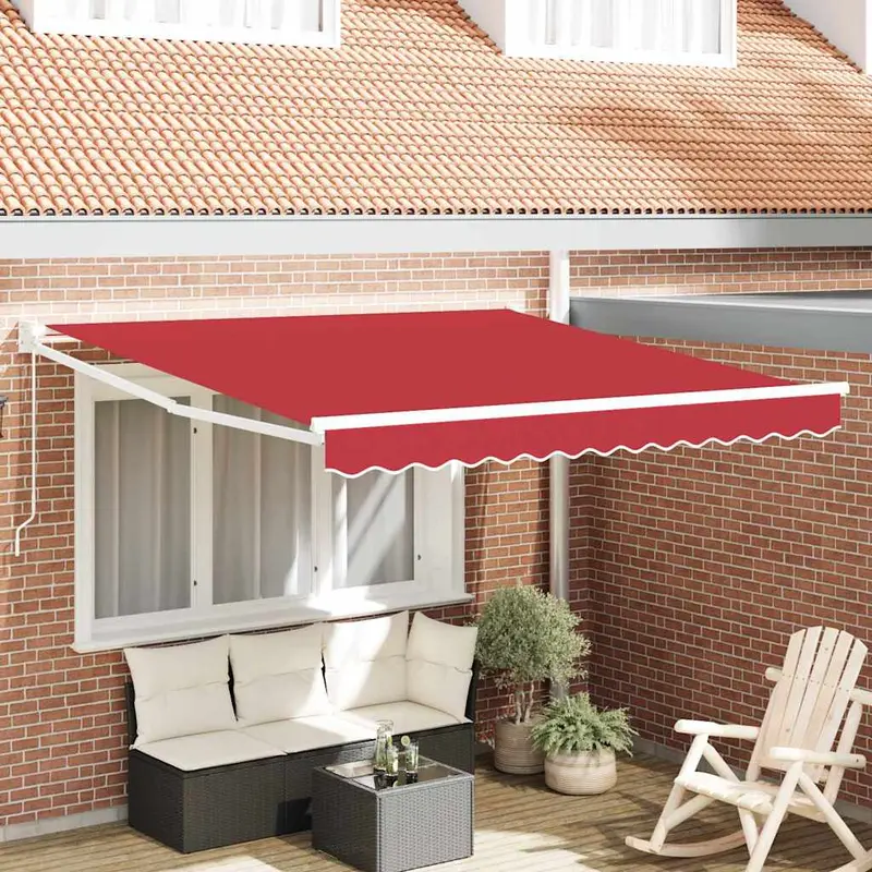 Toldo Retráctil Manual Rojo 300 x 250 cm Poliéster y Aluminio