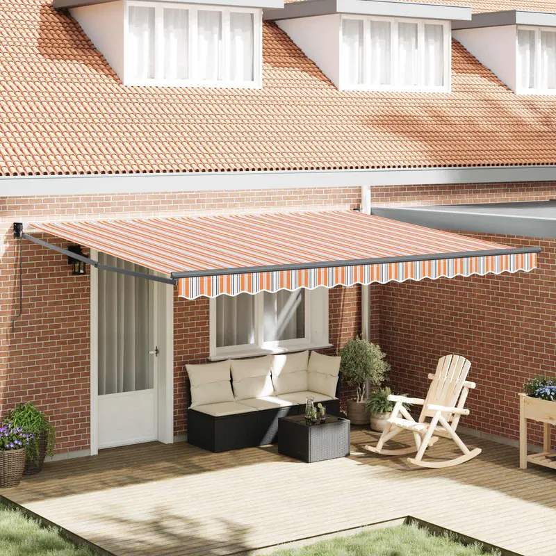 Toldo Retráctil Multicolor 450 x 300 cm Poliéster y Aluminio
