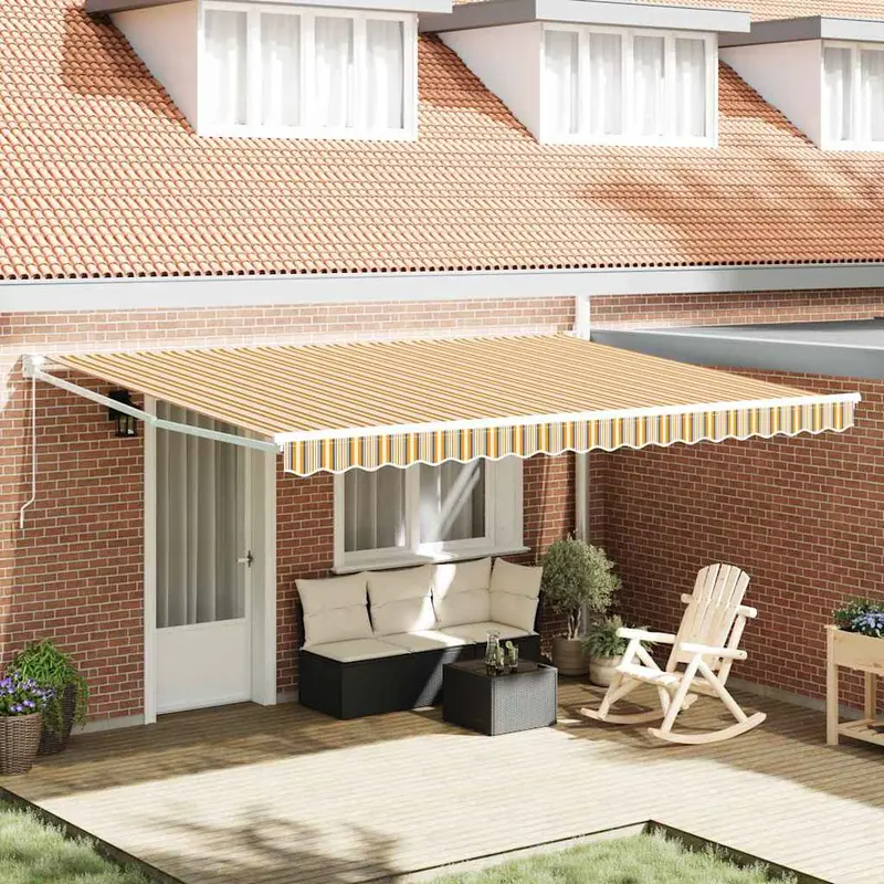 Toldo Retráctil Multicolor 450 x 300 cm Poliéster y Aluminio