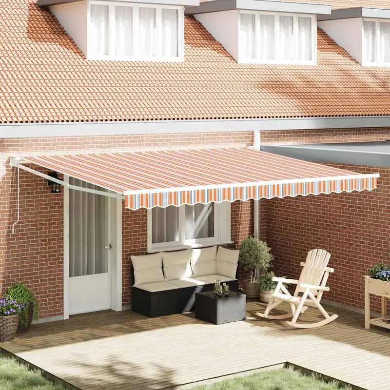 Toldo Retráctil Multicolor 450 x 300 cm Poliéster y Aluminio