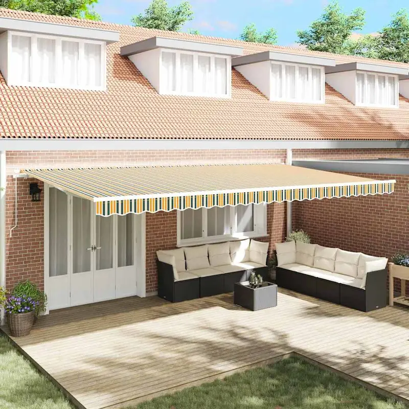 Toldo Retráctil Multicolor 600 x 350 cm Poliéster y Aluminio