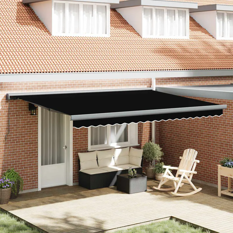 Toldo Retráctil Negro 4 x 3 m Lona y Aluminio
