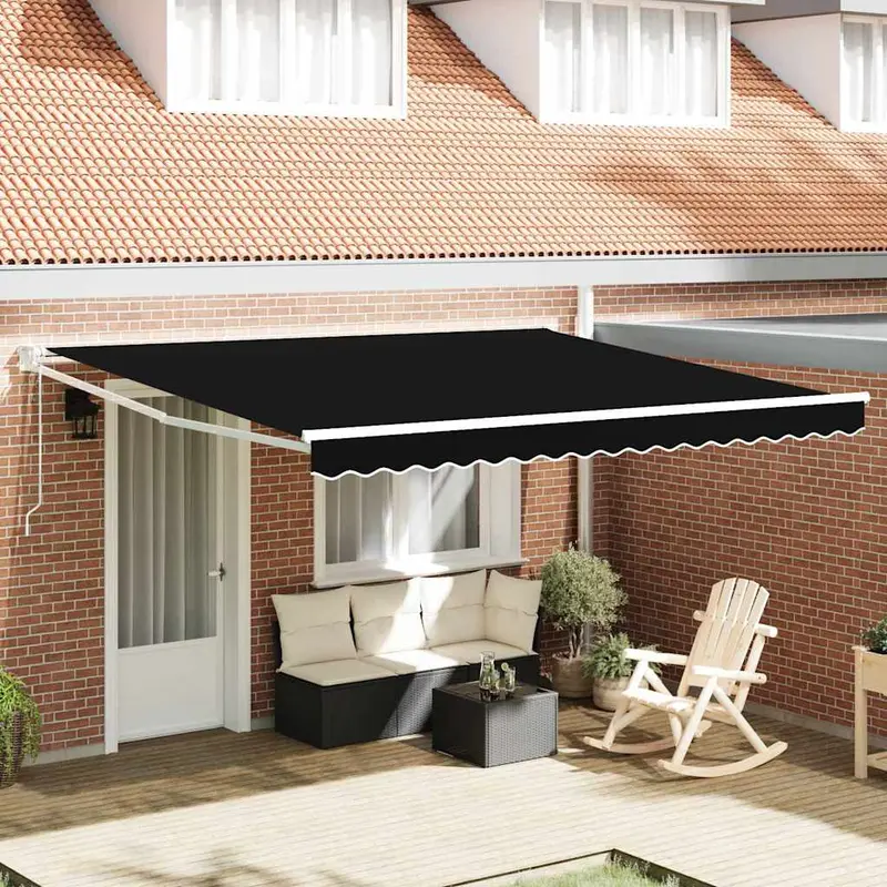 Toldo Retráctil Negro 400 x 300 cm Poliéster y Aluminio