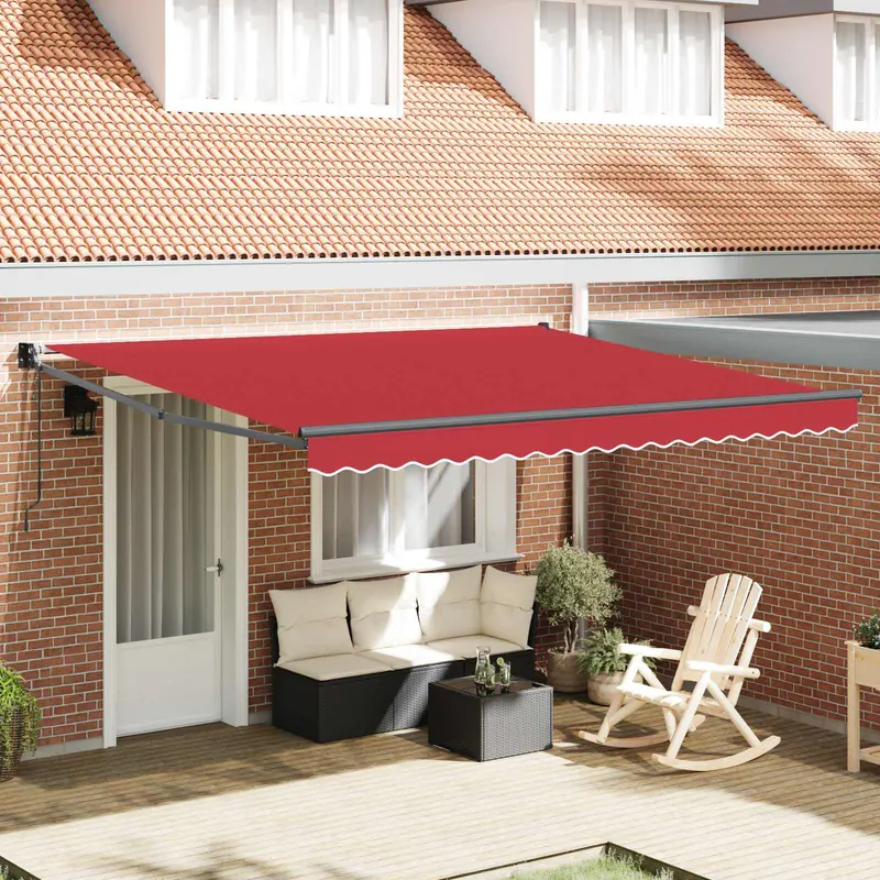 Toldo Retráctil Rojo 400 x 300 cm Poliéster y Aluminio