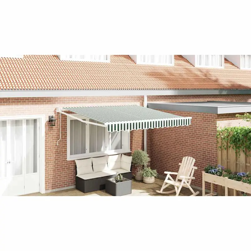 Toldo Retráctil Verde y 350 x 250 cm Poliéster y Aluminio