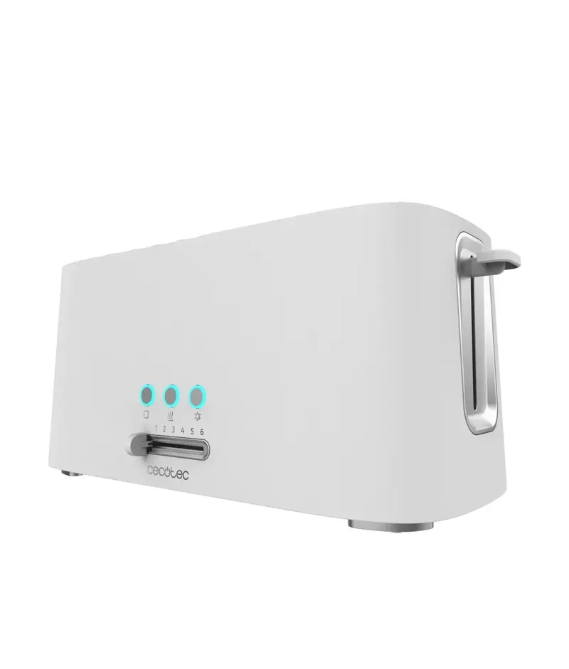 Tostadora Blanca 1630W con Ranuras Extraanchas y Funciones Avanzadas de Cecotec
