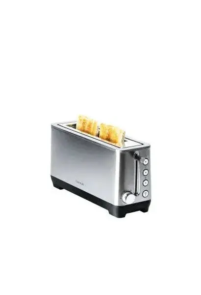 Tostadora eléctrica vertical con ranura larga de 1100 w en color plateado bigtoast extra de Cecotec