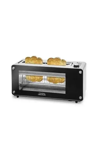 Tostadora eléctrica vertical con visor y ranura xl de 1260 w en color negro visiontoast de Cecotec