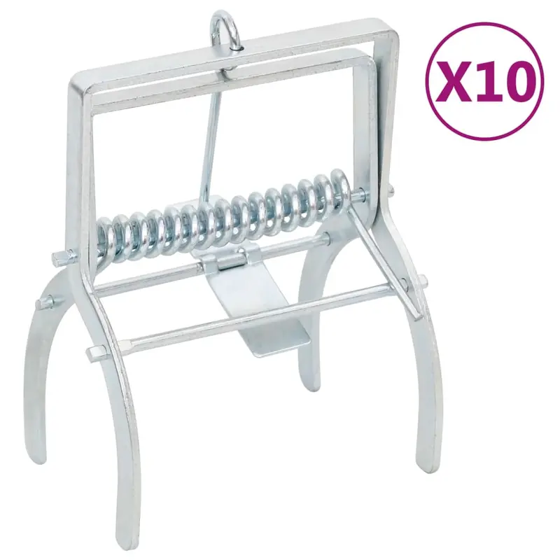 Trampas para topos 10 unidades acero galvanizado plateado
