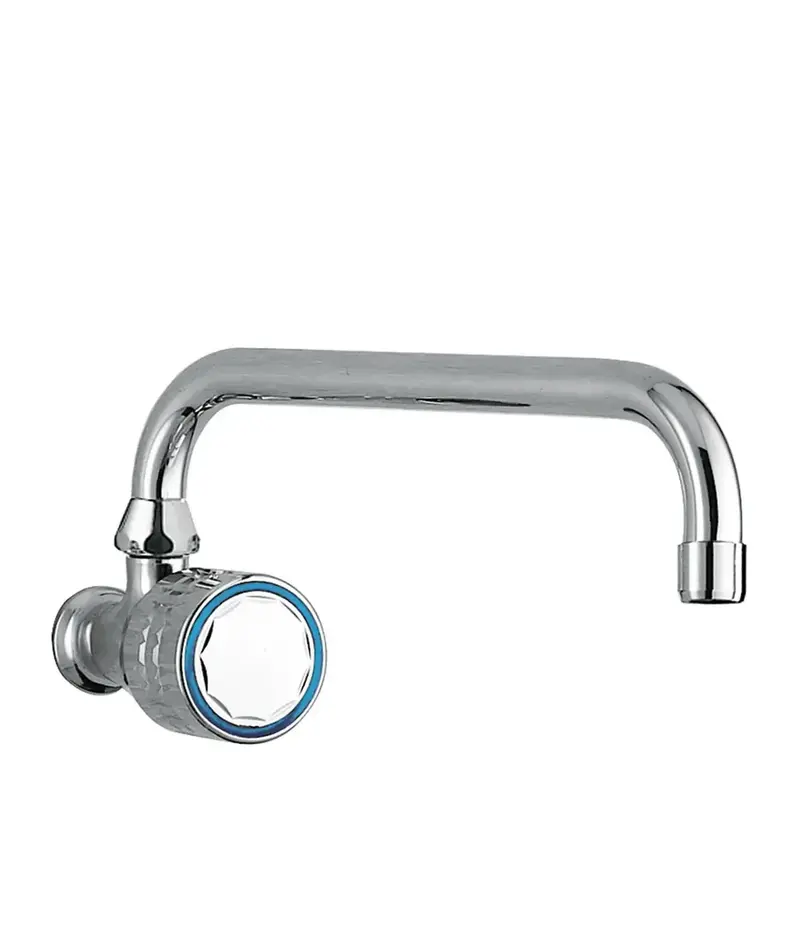 TRES 123506 Grifo monomando de mural para fregadero de 1 agua con caño de 24 cm fabricado de latón con acabado cromado Ese