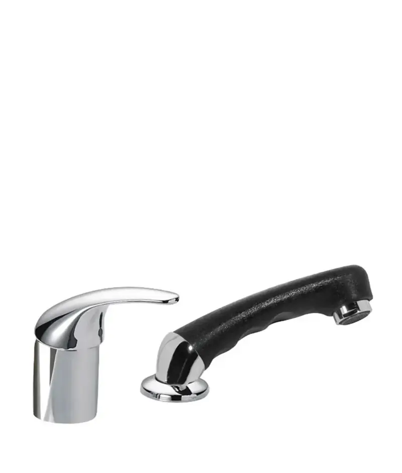 TRES 172450 Grifo monomando para peluquería con maneta y caño de agua separados fabricado en latón cromado y negro Especial