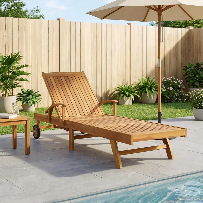 Tumbona 1-persona Marrón Madera de teca maciza