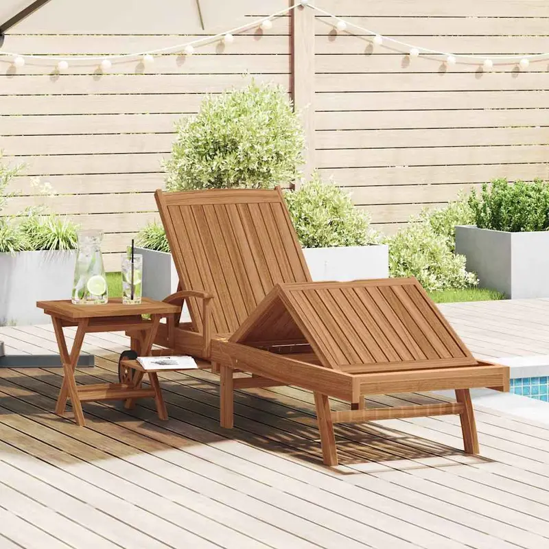 Tumbona con cojín 1-persona 2 pcs Marrón Madera de teca maciza