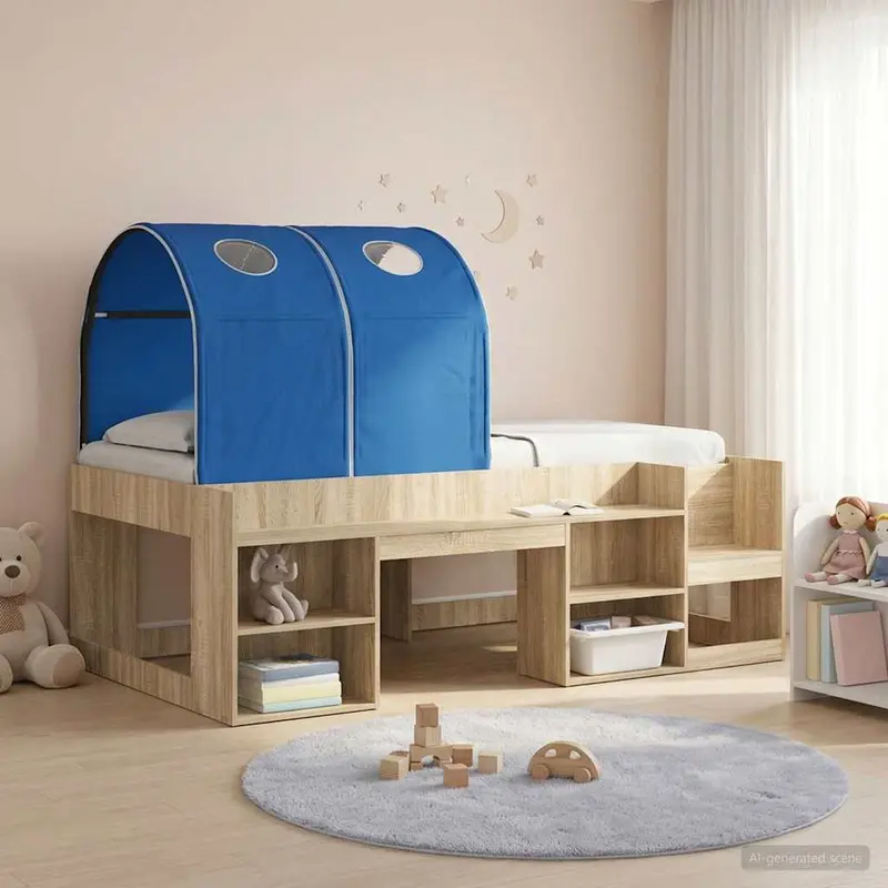Túnel de cama 2 pcs Azul 211 x 52,5 x 2 cm Poliéster