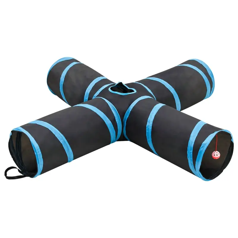 Túnel para gatos con 4 salidas poliéster negro y azul 132 cm