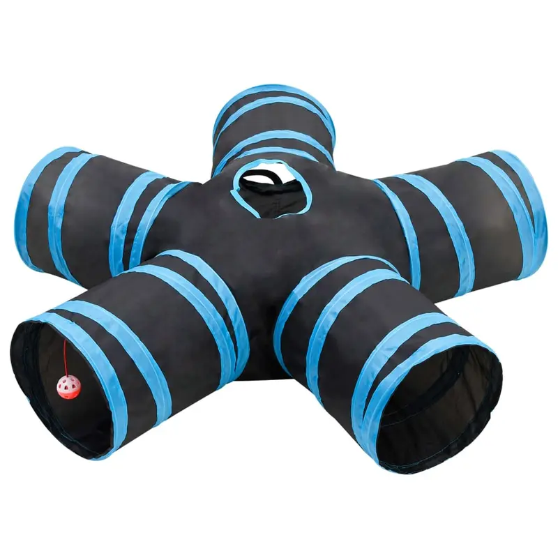 Túnel para gatos con 5 salidas poliéster negro y azul 25 cm