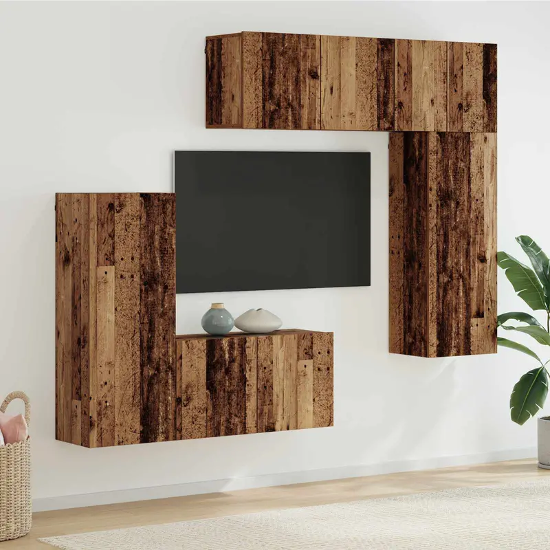 Unidad de Pared para TV 5 pcs Madera envejecida