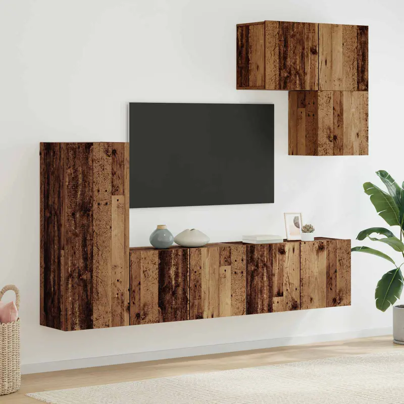 Unidad de Pared para TV 5 pcs Madera envejecida