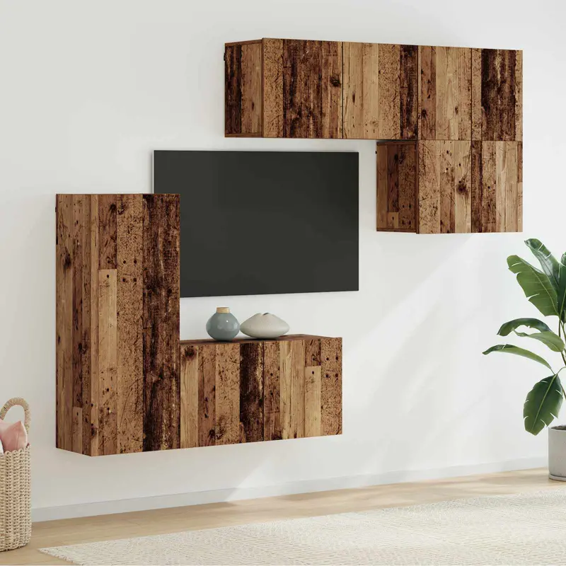 Unidad de Pared para TV 5 pcs Madera envejecida