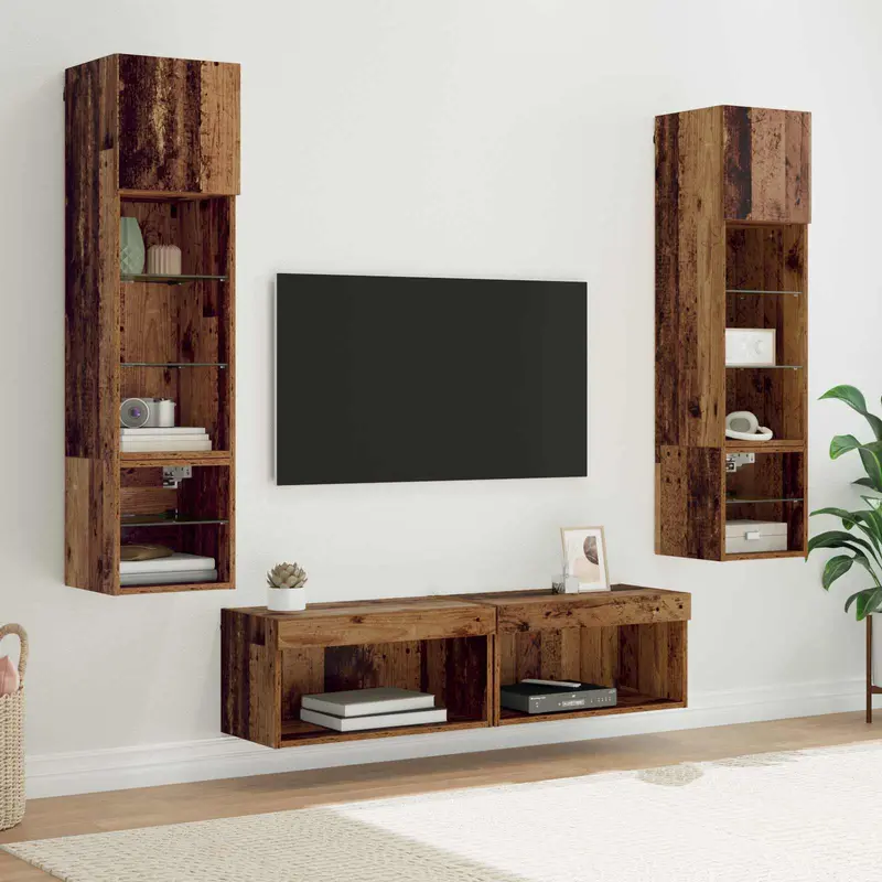Unidad de Pared para TV 6 pcs Madera envejecida