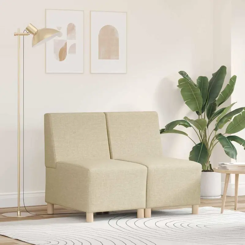 Unidad de Sofá Modular sin Brazos 2 pcs Crema 55 x 74 x 82 cm